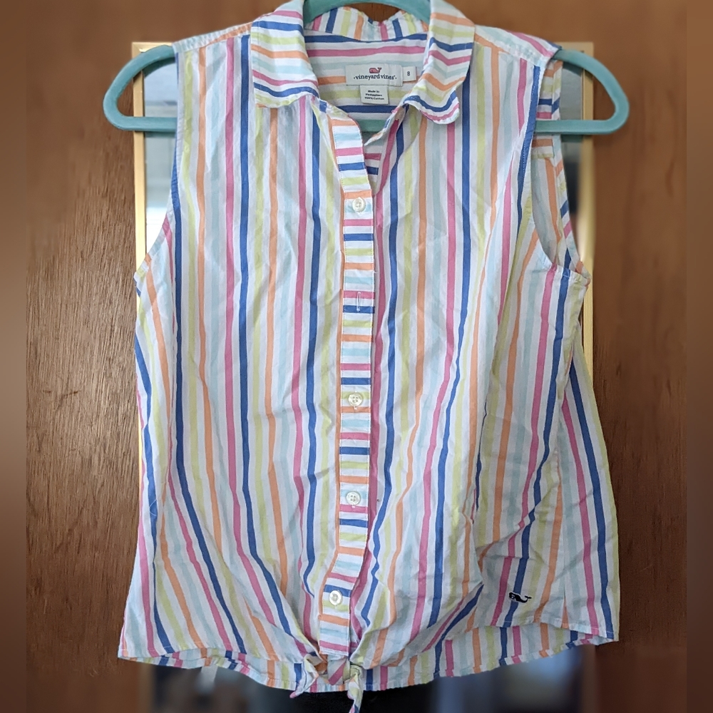 Vineyard Vines Striped Sleeveless Button Down